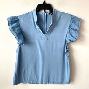 Area Stars Riley Ruffle Sleeve Top‎ Blue XL